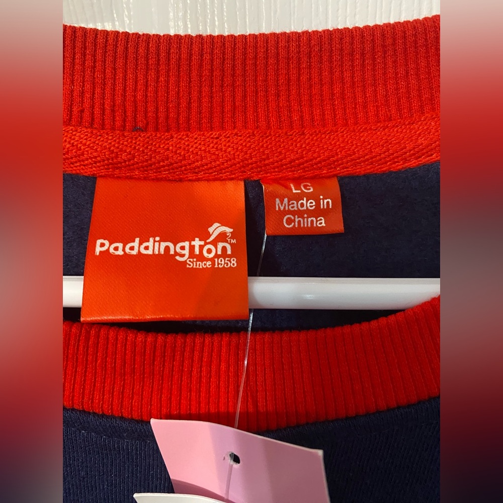 Paddington Bear women Navy Sweatshirt with Red and White Stripes NWT Large - Picture 4 of 4